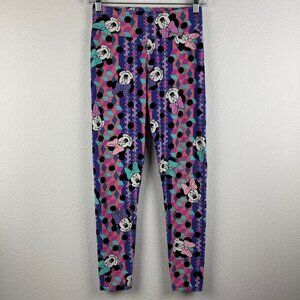 LuLaRoe Leggings Womens Minnie Mouse One Size Geometric Print Stretch Multicolor